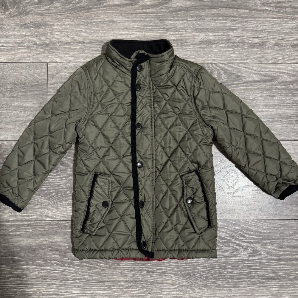 Urban Republic Boys Army Green Quilted Puffer Jacket Size 4T‎ High Neck Full Zip